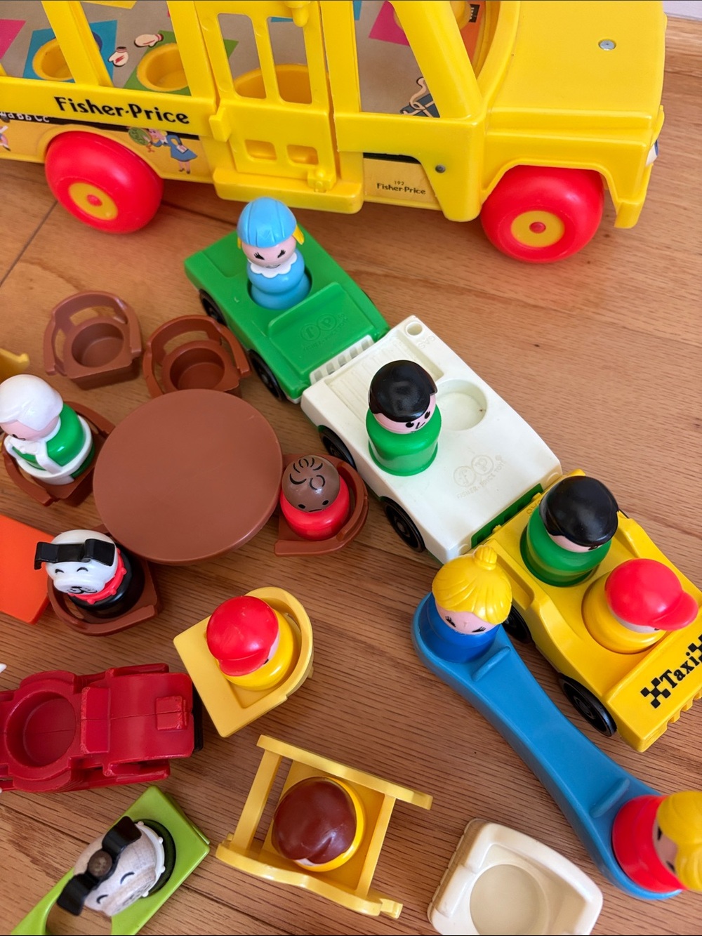 Vintage Fisher Price Little People School Bus 1965 1984 FP Toys Lot motorcycle - Picture 11 of 17
